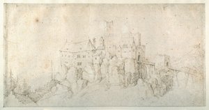 Bir kayalık üzerinde bir kale (kağıt üzerinde kalem ve kahverengi mürekkep) by Roelandt Jacobsz. Savery