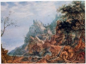 Kayalık Bir Manzarada Aziz Jerome, c1596-1639