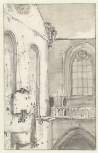 1645 Yangınından Sonra Nieuwe Kerk, Amsterdam'ın Transeptinin Görünümü by Roelant Roghman (attributed to)