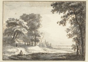 Dinlenen Bir Gezgin ile Ormanlık Peyzaj by Roelant Roghman