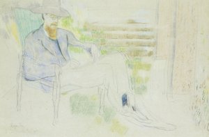 Lytton Strachey Bahçede yazıyor, by Roger Eliot Fry