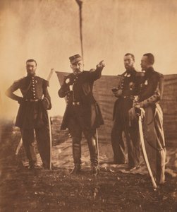 Fransız General Pierre Bosquet (ortada), Kurmaylarına Emir Veriyor, Kırım Savaşı, Kırım, Ukrayna by Roger Fenton