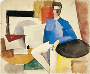 Masada Oturan Bir Adamla Kübist Kompozisyon by Roger de La Fresnaye