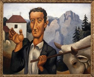 Geyik. Roger de La Fresnaye (1885-1925), ahşap üzerine yağlı boya tablosu by Roger de La Fresnaye