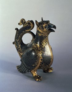 Griffin şeklinde su sürahisi, 12. yüzyılın başlarında (niello ile yaldızlı bronz)