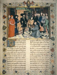 Jean Wauquelin (1452'de öldü), Hainaut günlüklerinin Burgundy'li III.Philip'e çevirisini sunar. by Rogier van der Weyden