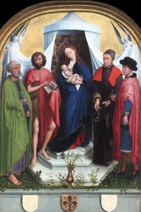 Aziz Peter, Vaftizci Yahya, Aziz Cosmas ve Damian ile Madonna by Rogier van der Weyden