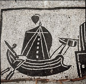 Ostia limanında bir gemi (mozaik by Roman