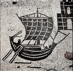 Ostia limanında bir gemi (mozaik by Roman