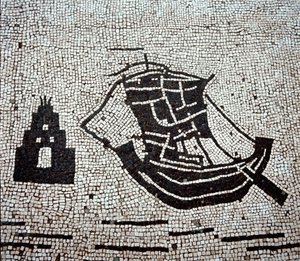 Ostia limanında bir gemi (mozaik by Roman