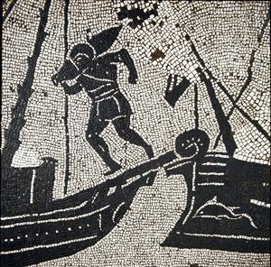 Ostia limanına dönen bir Cagliari gemisi (mozaik by Roman