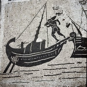 Ostia limanına dönen bir Cagliari gemisi (mozaik by Roman