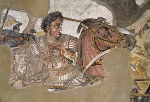 Büyük İskender (MÖ 356 - 323) atı Bucephale üzerinde. Faun Evi
