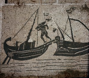 Antik Ostia (Ostia). Place des Corporations. Sabratha Denizciler Şirketi