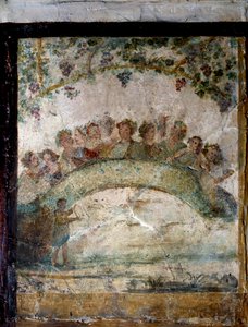 Antik Roma sanatı: şımartıcılar ve cin kanatları. MS 1. yüzyıla ait fresk. Paris, Louvre Müzesi by Roman
