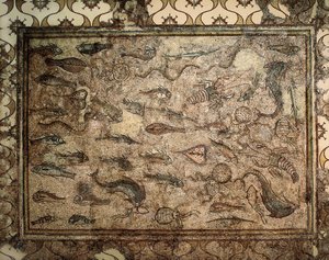 Roma sanatı: balık mozaiği. 3. yüzyılın başı. Tarragona. Ulusal Arkeoloji Müzesi. by Roman