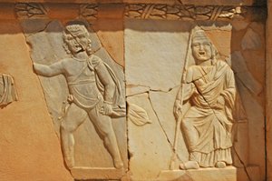 Roma tiyatrosunun ön sahnesindeki kısmalar, Sabratha, Libya, MS 2. yüzyıl by Roman