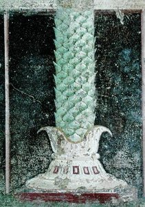 Palmiye ağacı gövdesi tarzında bir sütun kaidesi, Mısır tarzı tablolarla süslenmiş bir tabliniumdan detay, MÖ 27-14 dolayları by Roman