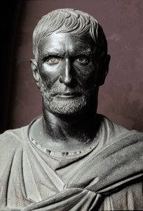Brutus Büstü (Bruto Capitolino) (Capitolin) - Bronz heykel, MÖ 300, Dim. 79 cm - Roma, Musei Capitolini, Palazzo dei Konservatuarı, Sala dei Trionfi - Capitoline Brutus olarak bilinen Lucius Junius Brutus Büstü - Bronz heykel