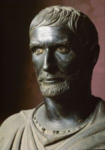 Brutus Büstü (Bruto Capitolino) (Capitolin) - Bronz heykel. 300 BC, Dim. 79 cm - Roma, Musei Capitolini, Palazzo dei Conservatori, Sala dei Trionfi - Capitoline Brutus olarak bilinen Lucius Junius Brutus