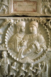 Hıristiyan Sanatı 313 AD: Adelphia ve Valerio. Adelphia Lahdi Sicilya