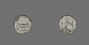 Bir Kadırgayı betimleyen Denarius, MÖ 31 (gümüş) by Roman