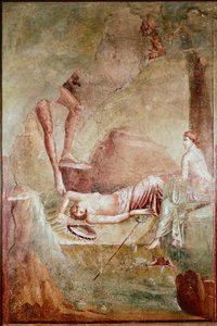 Sarhoş uyuyan maenad (fresk by Roman