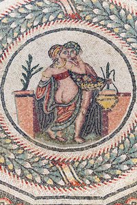 Eros ve Psyche. 3. - 4. yüzyıl. Casale Roma Villası, Sicilya (mozaik) by Roman