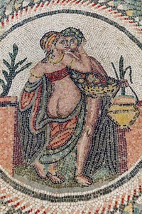 Eros ve Psyche. 3. - 4. yüzyıl. Casale Roma Villası, Sicilya (mozaik) by Roman
