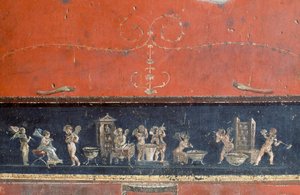 Aşk tanrılarını betimleyen friz, Vettii Evi, Pompeii (Unesco Dünya Mirası Listesi by Roman