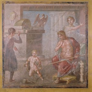 Çocukken yılanları boğan Herkül, Casa dei Vettii, MS 50-79 dolayları by Roman