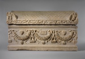Çelenkli mermer lahit, MS 200–225 dolayları (mermer) by Roman