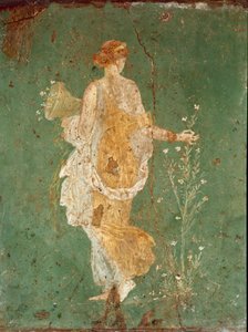 Roma Sanatı: “” Bahar”” Flora (Flora) çiçek toplama. Pompei yakınlarındaki Varano a Stabies (Stabiae) villasından fresk. 15 M.Ö.-60 M.Ö. Museo Archeologico Nazionale, Napoli - Roma sanatı: Bahar, Flora çiçek toplama. Stabiae'deki Varano villasından fre