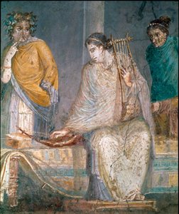Roma sanatı: bir cythared. Napoli yakınlarındaki Castellammare di Stabia bölgesinden fresk. MS 1. yüzyıl (fresk) by Roman