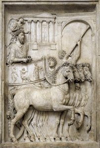 Roma imparatoru Marcus Aurelius zafer arabasında, 2. yüzyıl (Mermer kabartma) by Roman