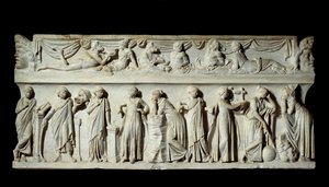 Sarcophagus des Muses: Sanat ve edebiyat esin perilerinin temsili. Mermer heykel. 150 AD. Paris, Louvre Müzesi. by Roman