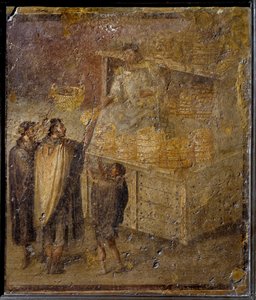 Ekmek satan bir fırıncıyı tasvir eden sahne. (Fresco, 1. yüzyıl) by Roman
