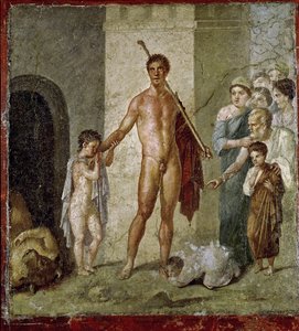 Theseus, çocukları Minotaur'dan, Gavius Rufus'un Evi'nden kurtarıyor, Pompeii, 4. Pompeian stili, MS 50-79 dolayları
