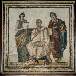 Virgil (Virgilio) ve iki ilham perisi (Clio ve Melpomene) - 3. yüzyıldan itibaren by Roman