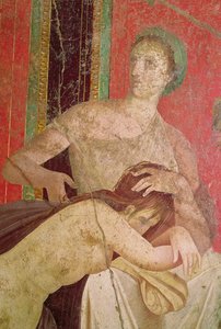 İnisiyeyi Rahatlatan Kadın, Güney Duvarı, Oecus 5, MÖ 60-50, 57190 ve 161043 fresk detayı by Roman