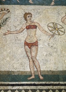 Genç Roman fiziksel egzersizler yaptı. (Mozaik detayı, MS 315-350) by Roman