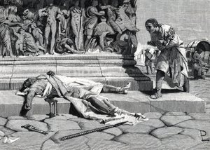 Via Appia a Roma'da bulunan Publius Clodius Pulcher'in (MÖ 92-52) cesedi (gravür) by Roman