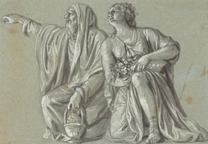 Teklifli İki Diz çökmüş Figür by Roman 18th Century