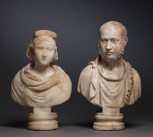 Aristokrat Bir Kadının Portre Büstü ve Aristokrat Bir Adamın Portre Büstü, 280-290 (mermer) by Roman Imperial Period