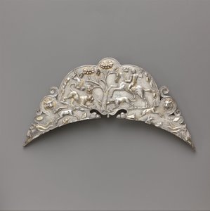 Büyük bir tabağın gümüş sapı, MS 2.-erken 3. yüzyıl (gümüş ve altın) by Roman Imperial Period
