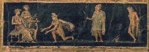 Apollo ve Marsyas Arasındaki Müzik Yarışması, 1.H. 1. yüzyıl. AD. by Roman Pompeian wall painting.