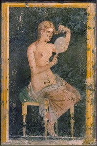 Aynalı Kadın, 1.Y. 1. yüzyıl. AD. by Roman Pompeian wall painting.