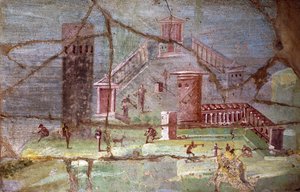 Pompeii manzarasıyla antik Roma freski by Roman Roman