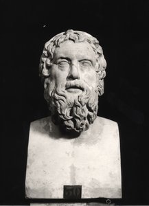 Aristophanes büstü (M.Ö.445-c.385) (mermer) (s/b fotoğraf) by Roman Roman