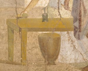 Kurban yemeğini tasvir eden fresk detayı, Yaldızlı Aşk Tanrısı Evi, Pompeii, Campania, Roma Uygarlığı by Roman Roman